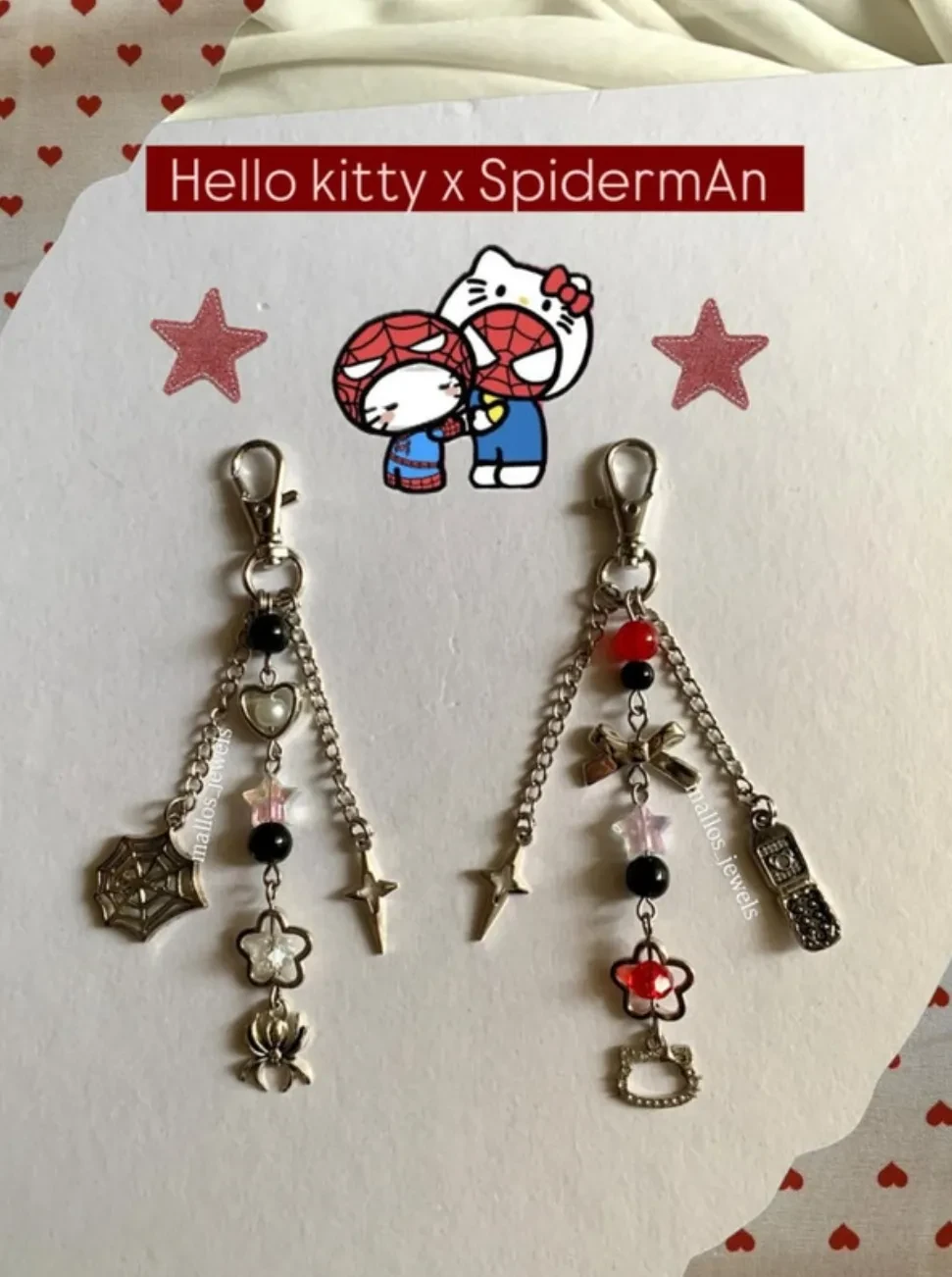 Hellokitty And Spiderman Keychains